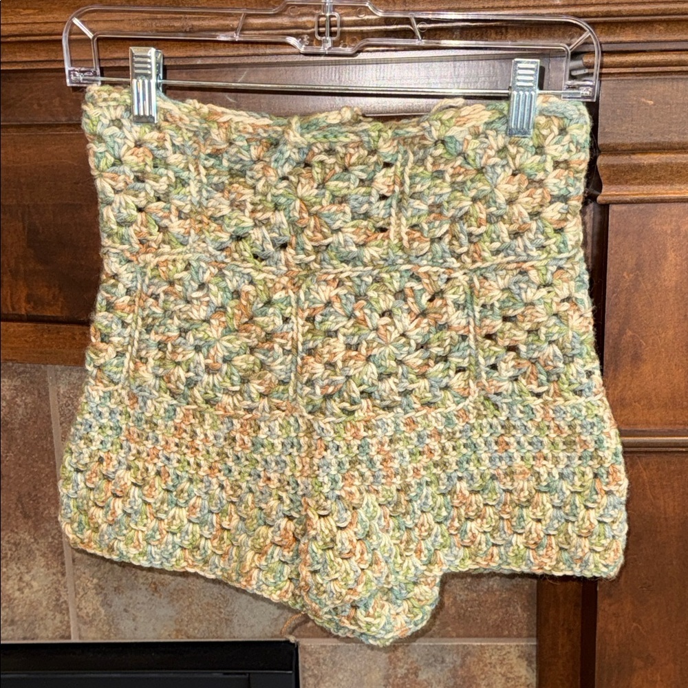 Handmade earth tone yarn crocheted mini shorts boho hippie concert festival XXS